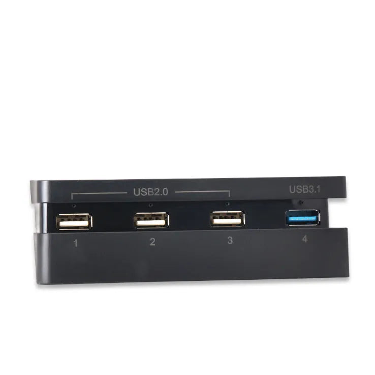 Black PS4 slim USB hub extender with multiple ports for PlayStation 4 console connectivity expansion