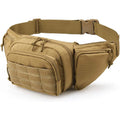 Men's tactical multifunctional waist bag in black and khaki colours with moderate storage capacity