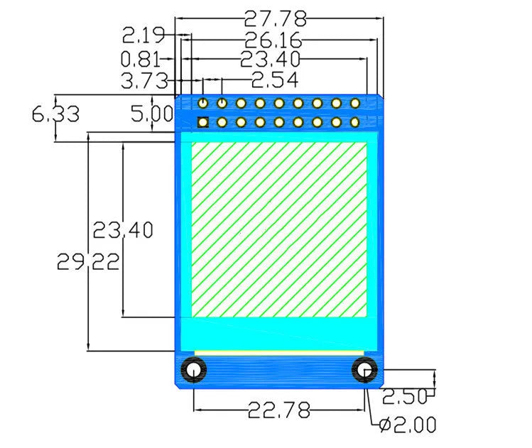 1.3 inch IPS LCD display module with 240x240 resolution and 18-pin connector interface