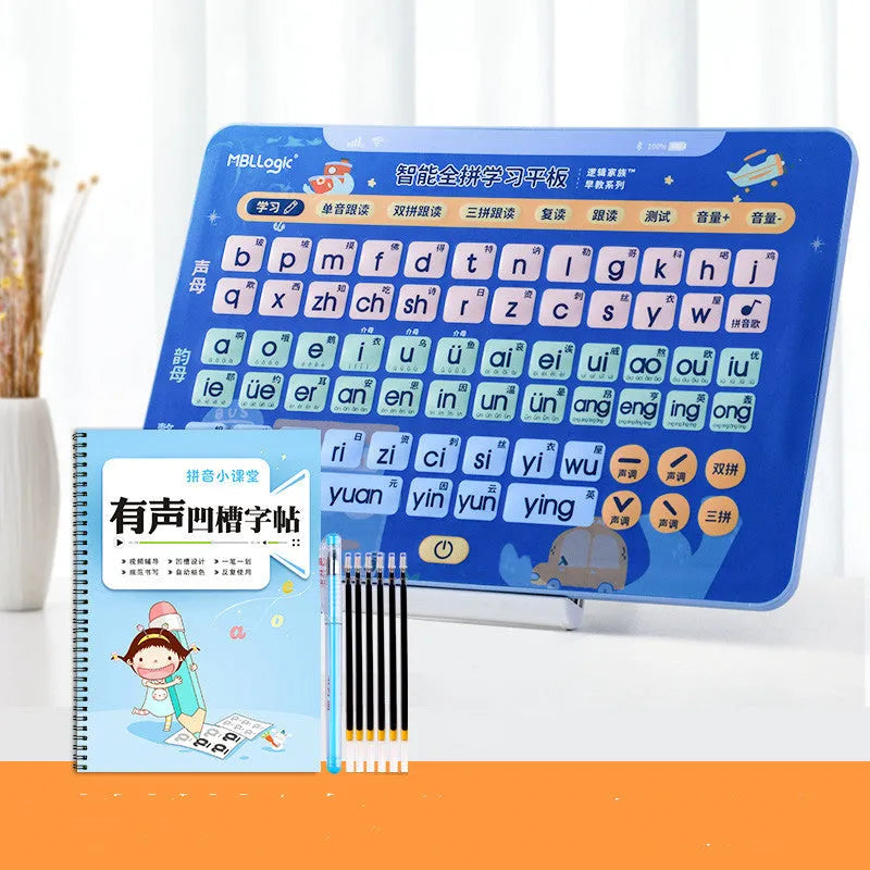 Interactive Chinese learning wall chart with audio pronunciation and pinyin spelling cards for children aged 2-8