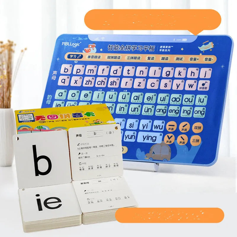 Interactive Chinese learning wall chart with audio pronunciation and pinyin spelling cards for children aged 2-8