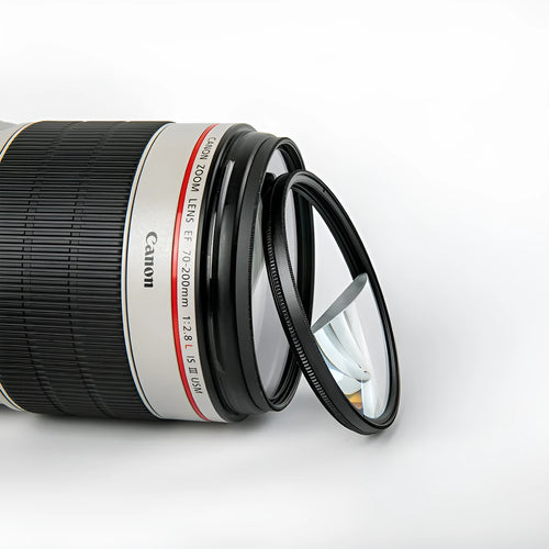 77mm half moon mirror split focus filter for DSLR cameras with cleaning cloth and protective bag