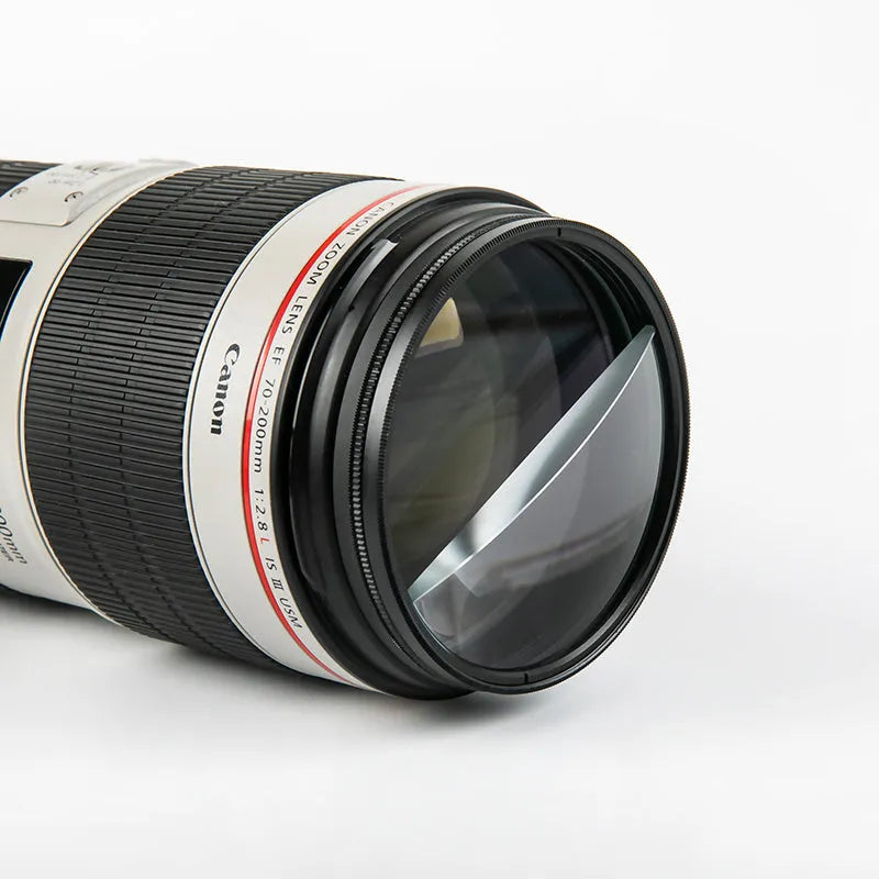 77mm half moon mirror split focus filter for DSLR cameras with cleaning cloth and protective bag