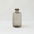Geometric grey glass vase with bubble texture, 27cm tall with stained glass construction