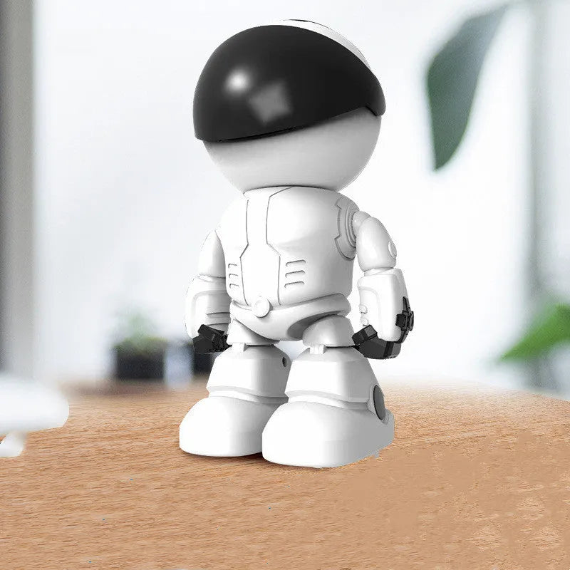 Silver plastic remote HD night vision robot surveillance camera with wide-angle lens and infrared sensors