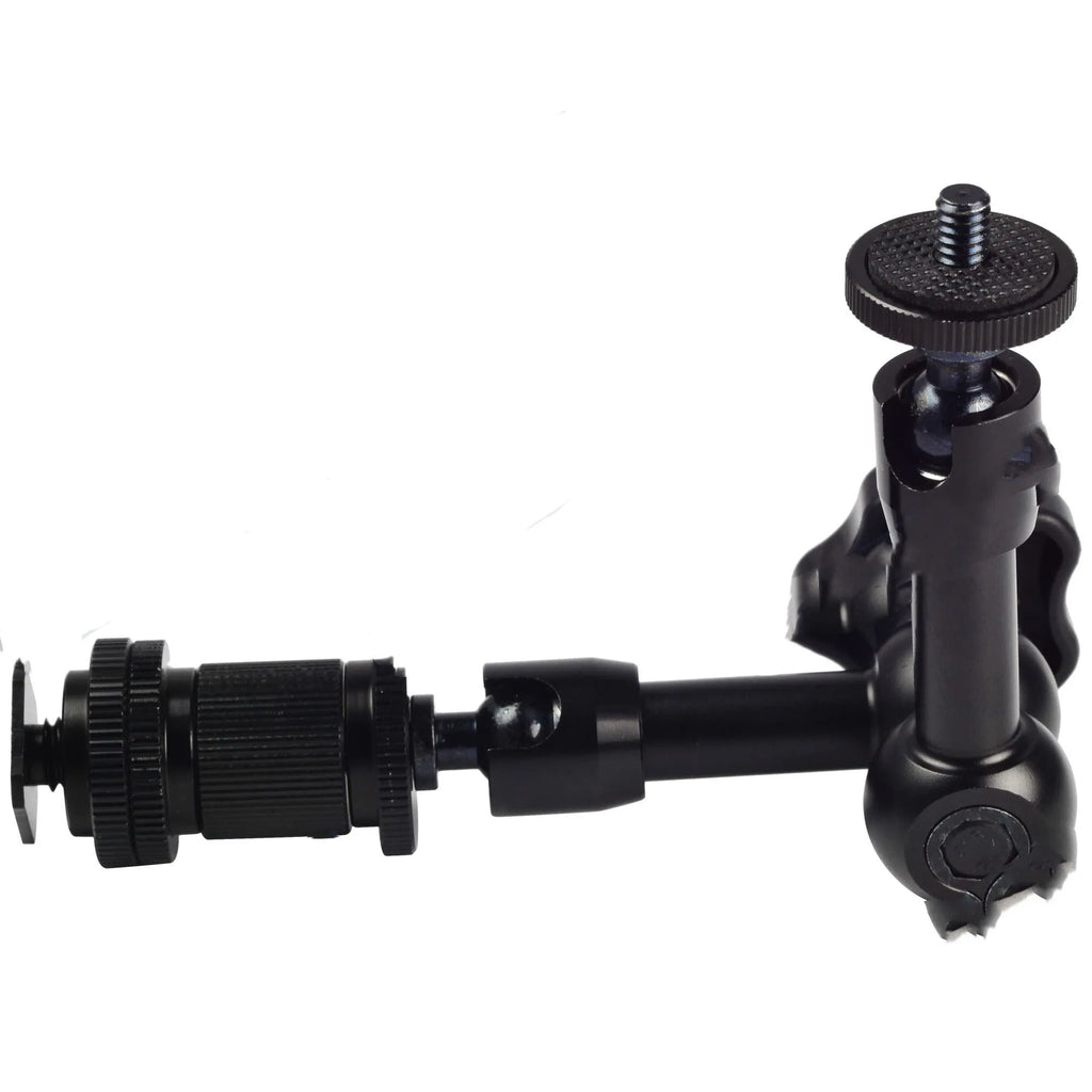 Black metal 7-inch magic friction arm with ball heads for mounting DSLR camera accessories