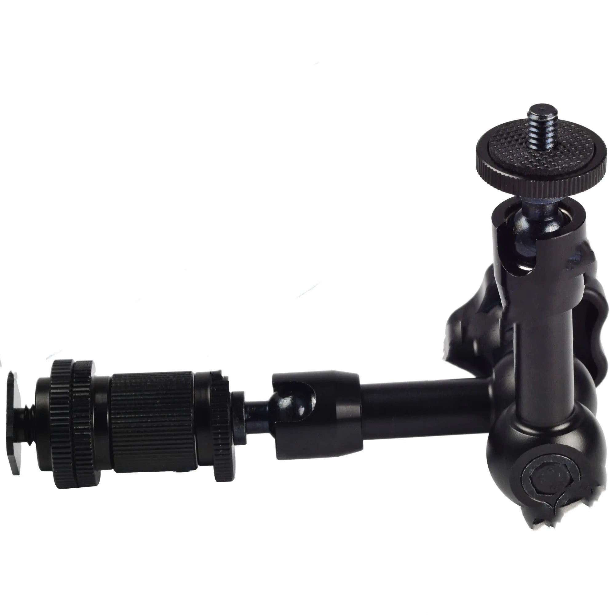 Black metal 7-inch magic friction arm with ball heads for mounting DSLR camera accessories