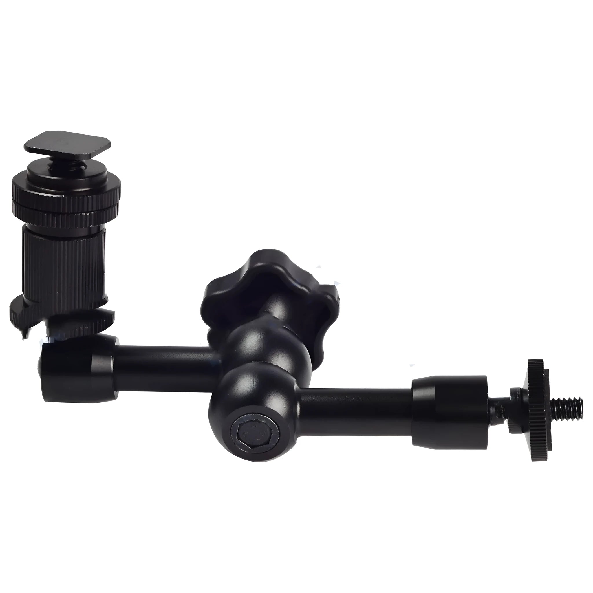 Black metal 7-inch magic friction arm with ball heads for mounting DSLR camera accessories