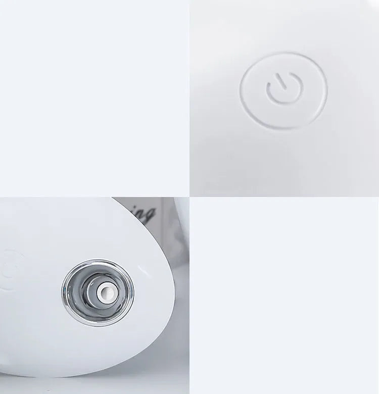 White round aromatherapy humidifier with USB cable and mist spray