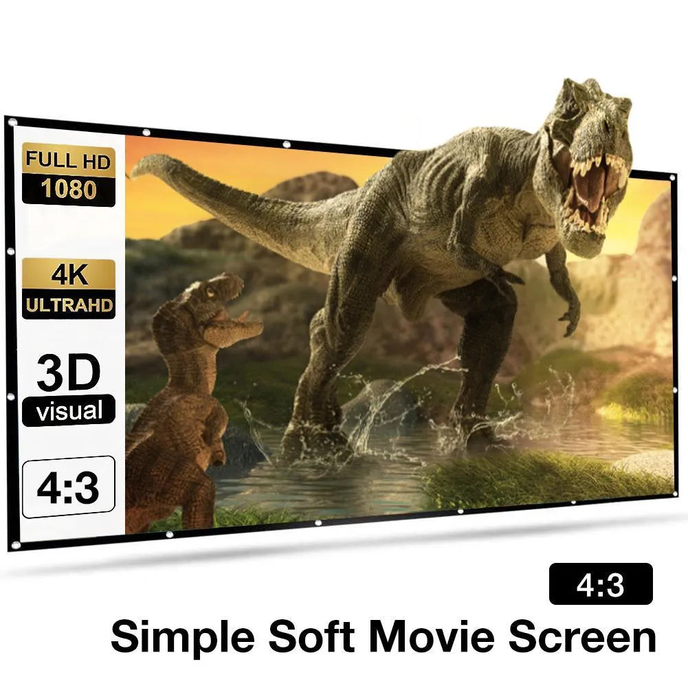 150-inch 4:3 white polyester folding projector screen shown unfolded