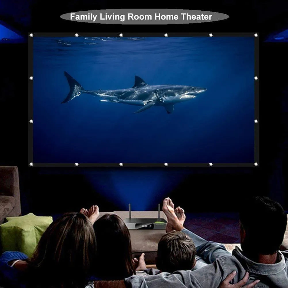 150-inch 4:3 white polyester folding projector screen shown unfolded