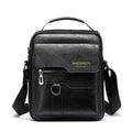 Vintage PU leather vertical business bag with soft handle, zip opening, laptop pocket, 22cm x 8cm x 26cm.