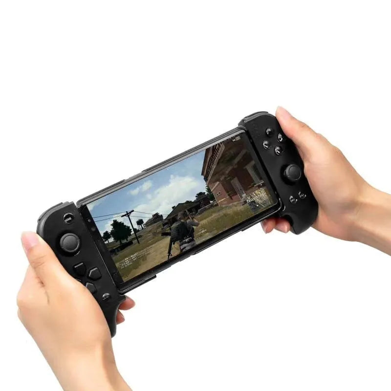 Cytec wireless Bluetooth telescopic game controller extended with phone, in black and red blue colours.