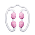Purple and pink silicone annular leg massage roller for calf and foot muscle recovery