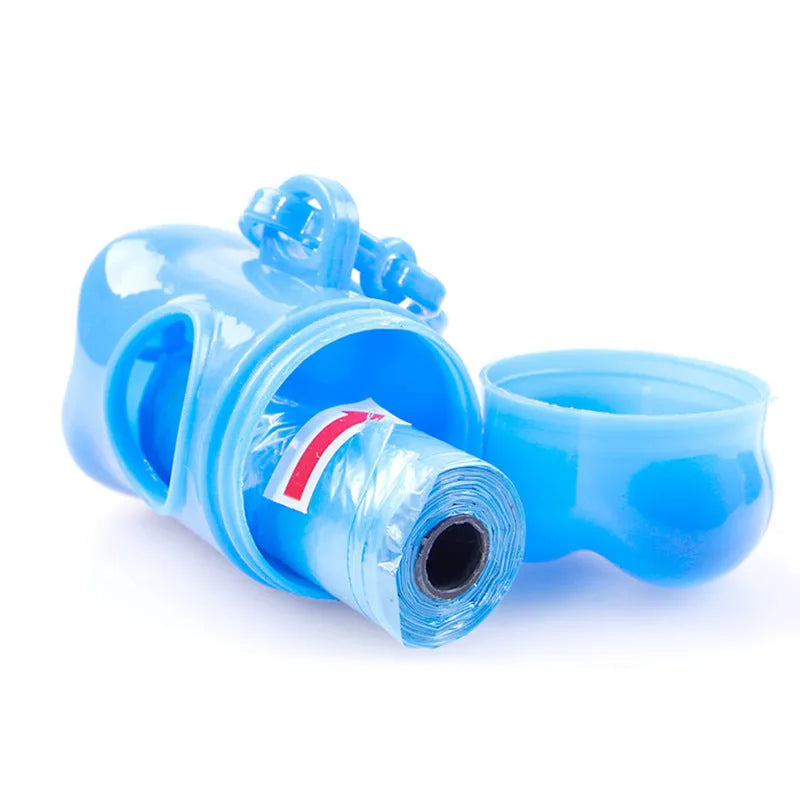Dog traction rope and folding dog bowl set in PP, available in blue or green