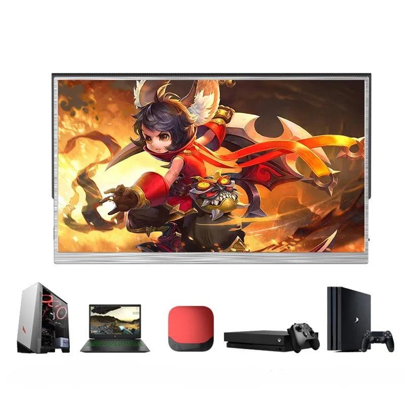 Zeuslap 15-inch portable external monitor with cables on a table