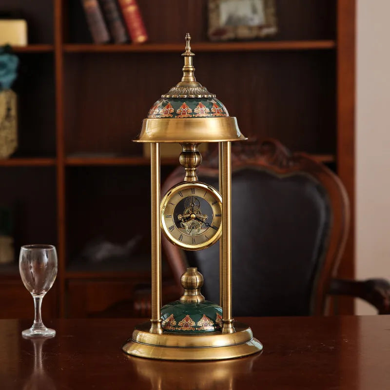 Nordic style rectangular pendulum clock ornament with metal case and glass mirror dial