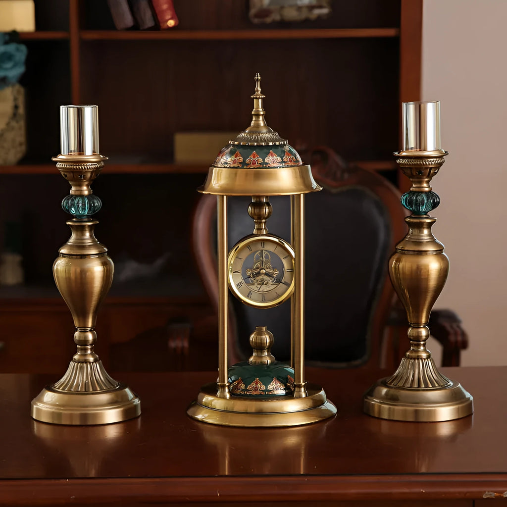Nordic style rectangular pendulum clock ornament with metal case and glass mirror dial