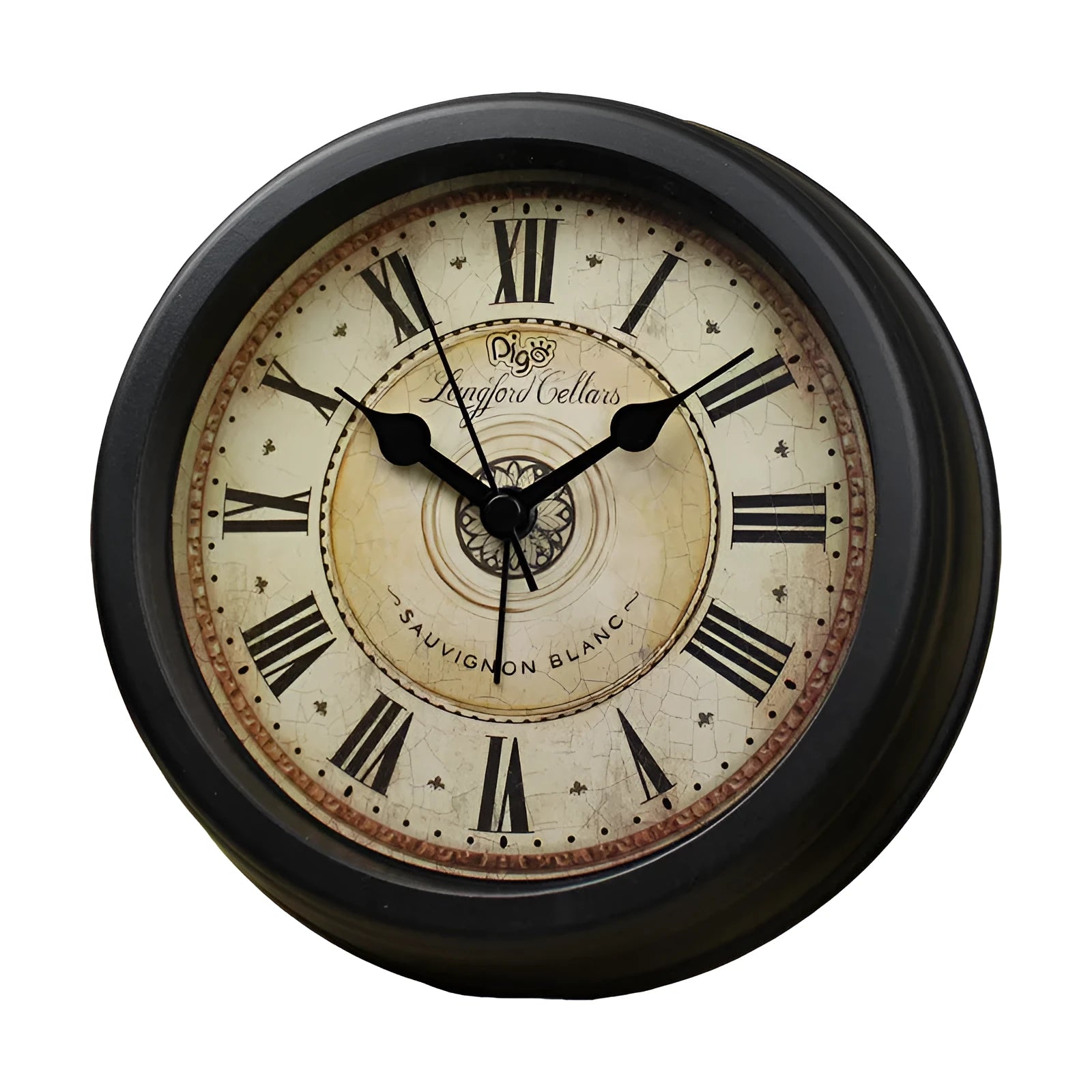 European retro style 6-inch round desk clock with silent alarm on wooden surface