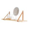 Natural pine wood wall storage rack with Nordic design measuring 50cm wide by 16cm deep