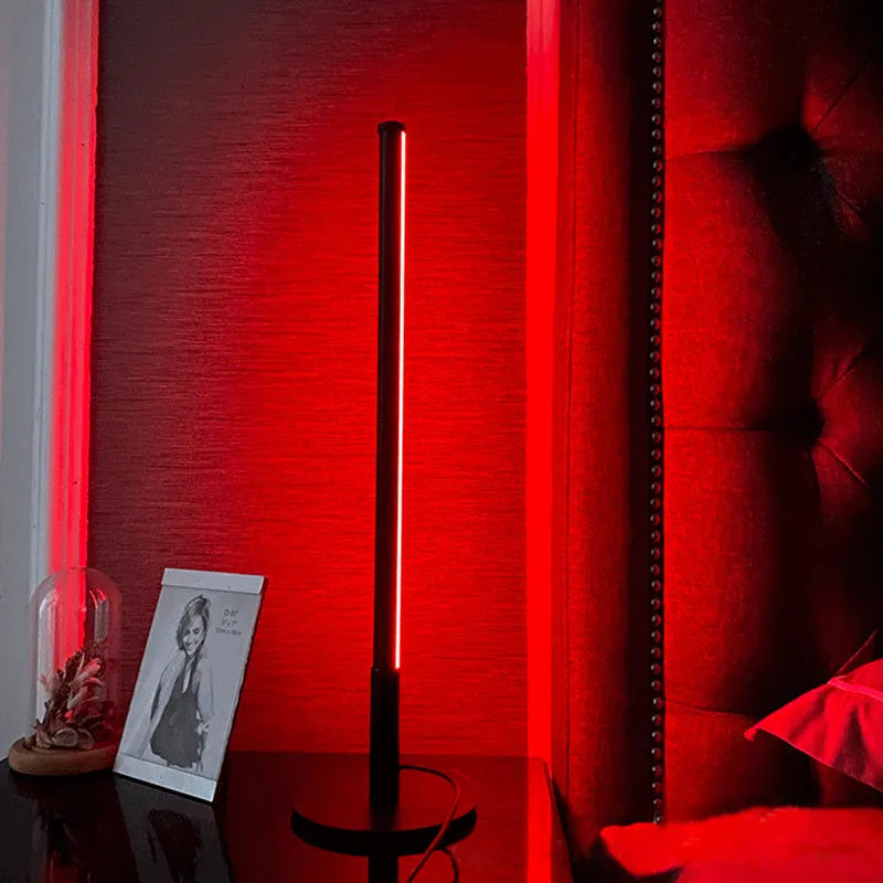 Nordic minimalist bedside lamp in black or gold with RGB LED lighting and touch remote control