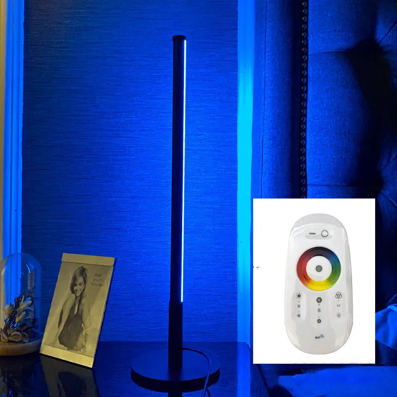 Nordic minimalist bedside lamp in black or gold with RGB LED lighting and touch remote control