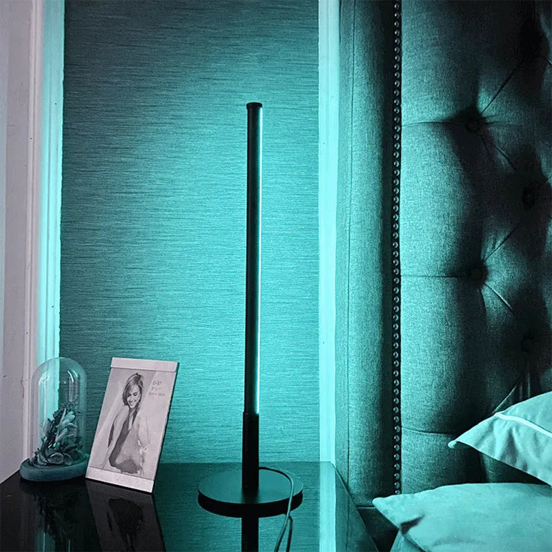 Nordic minimalist bedside lamp in black or gold with RGB LED lighting and touch remote control