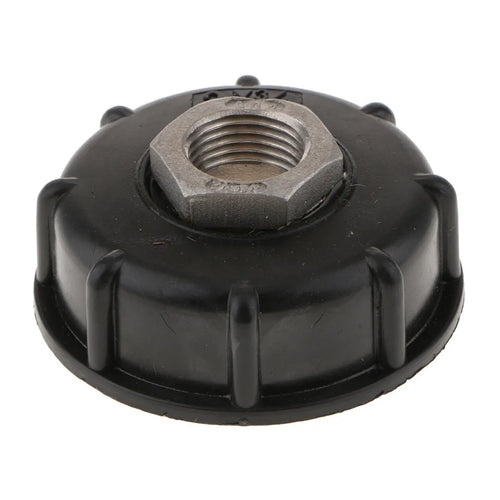 Black PP and stainless steel 1000 litre chemical barrel connector with long threaded inlet