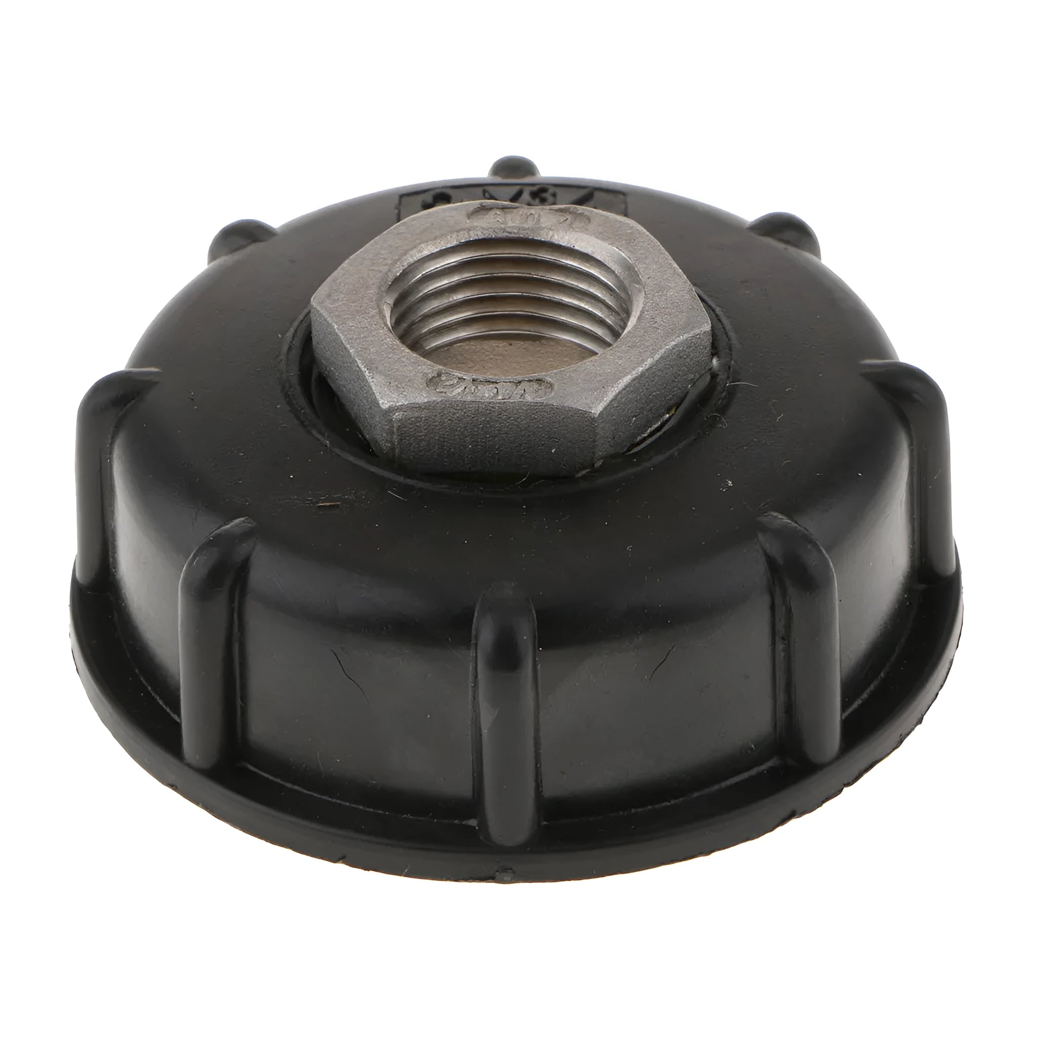 Black PP and stainless steel 1000 litre chemical barrel connector with long threaded inlet