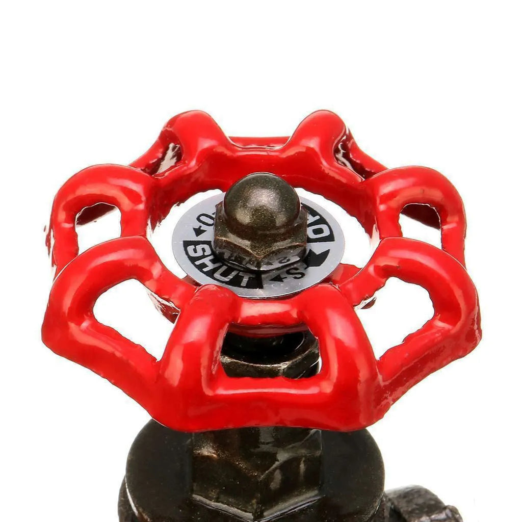 Steampunk 3/4 inch red industrial light switch valve with gray copper tee fitting and wire connections