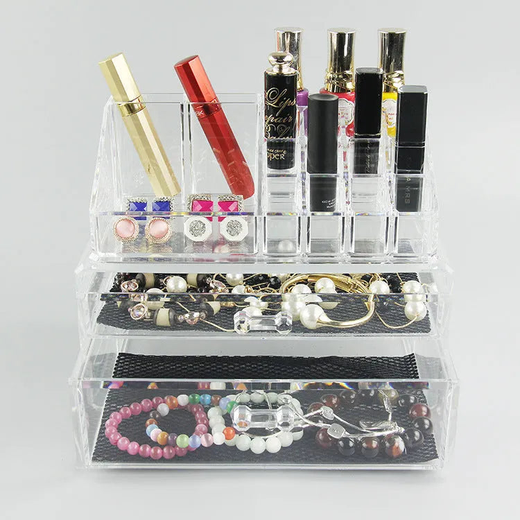 Clear foldable acrylic makeup storage case organiser with 18L capacity