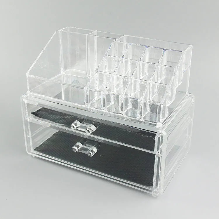 Clear foldable acrylic makeup storage case organiser with 18L capacity
