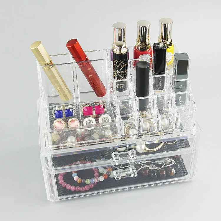 Clear foldable acrylic makeup storage case organiser with 18L capacity