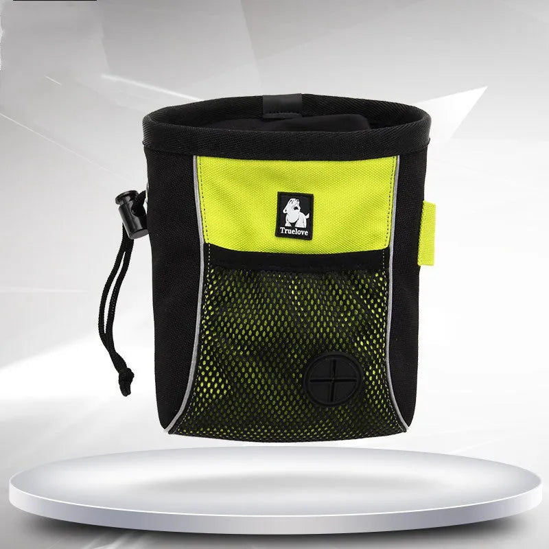 Orange waterproof dog training waist bag with removable poo compartment and breathable mesh panels