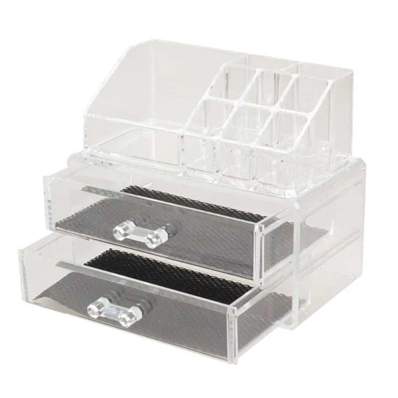 Clear foldable acrylic makeup storage case organiser with 18L capacity