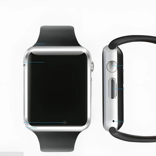 A1 Smart Watch with 1.54-inch colour touchscreen in multiple colour options showing GSM SIM and camera functionality