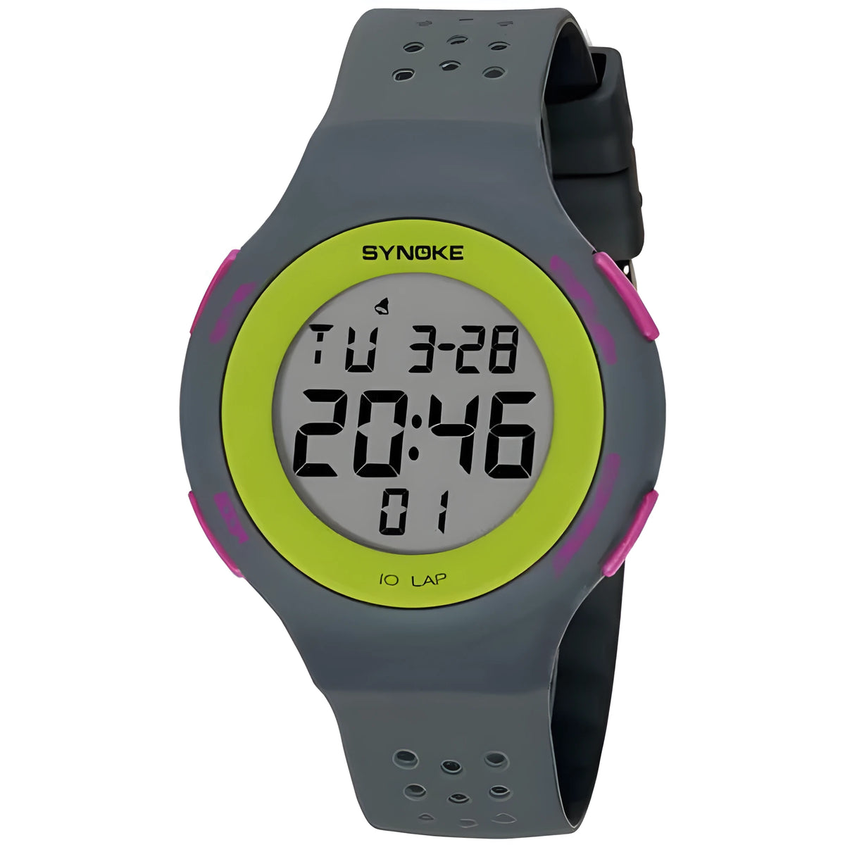 Thin LED waterproof electronic sports watch with digital display in multiple colour options