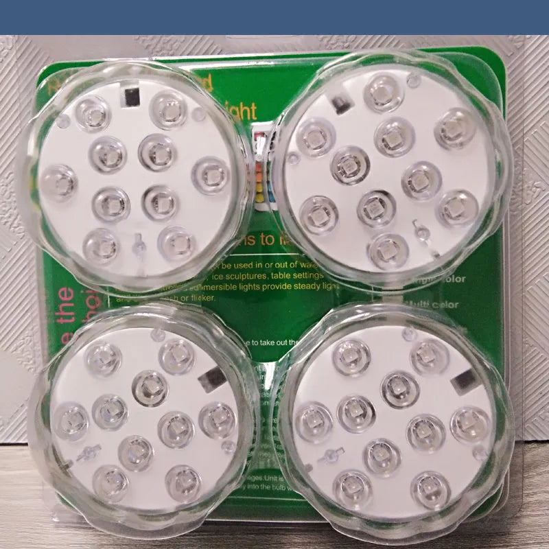 White waterproof disc LED light with remote control for swimming pools and garden decoration