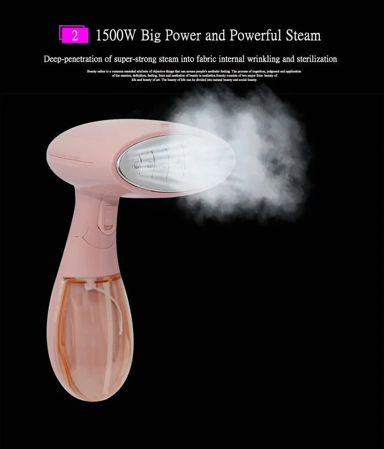 Sokany pink steam ironing brush for clothes with 1500W power and EU plug