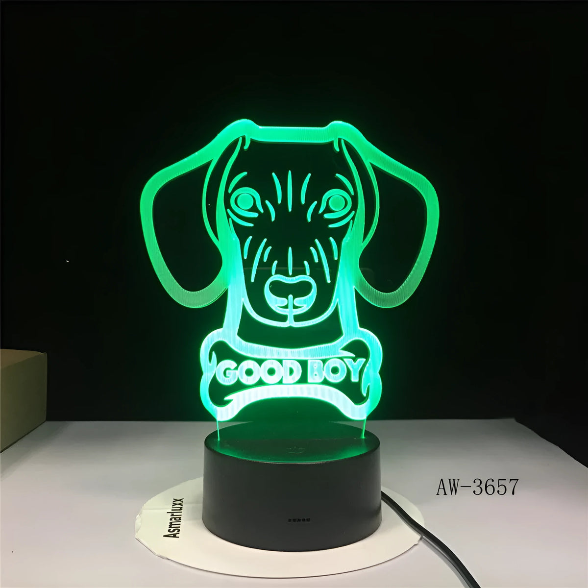 Colourful gradient acrylic shade LED table lamp with black ABS base and USB cable