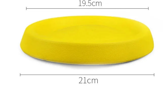 Yellow EVA dog throwing toy weighing 70g for pet training and interactive play