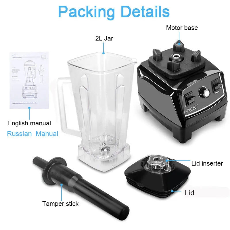Black or red cordless wall blender with 2-litre pitcher and 2200W motor.
