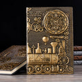 European relief retro notepad diary with embossed cover in bronze and silver colours showing 21.5x14.5cm size