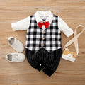 Cotton baby jumpsuit in multiple styles including navy blue gentleman design and grey vest option