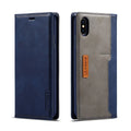 Retro wallet leather flip phone case for iPhone with card storage in black blue khaki brown red