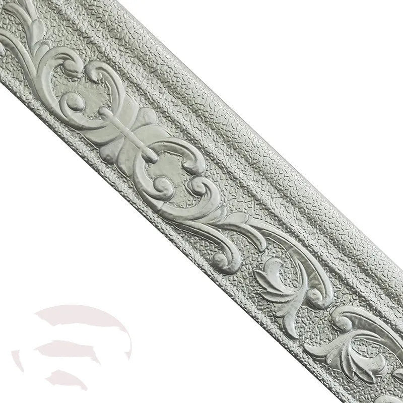 Self-adhesive decorative skirting line with grid pattern and waistline border design in gold colour option