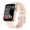Smart watch with colour screen and liquid silicone strap showing split screen display interface