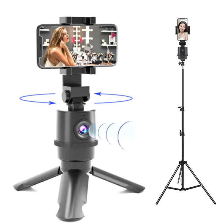 360-degree intelligent AI tracking pan-tilt bracket holding a smartphone for hands-free recording