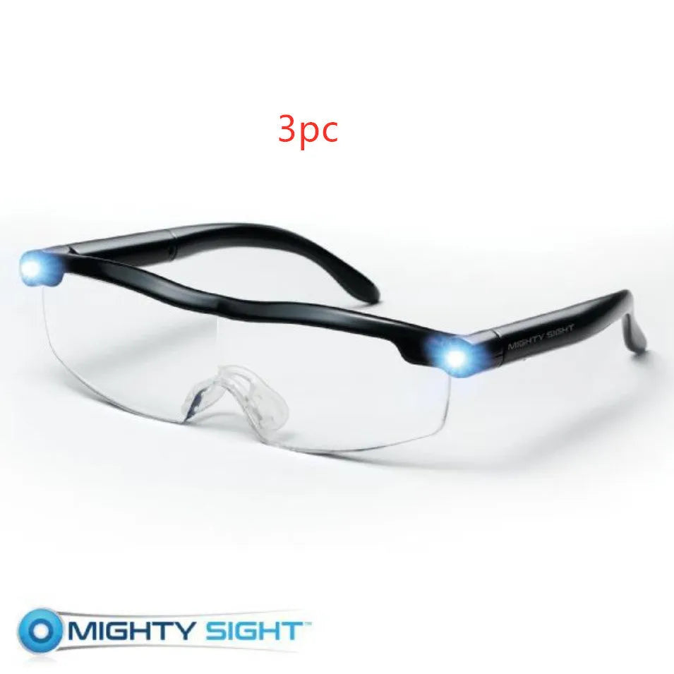 Transparent black USB LED reading glasses with ABS plastic frame