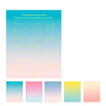 Ten sheets of gradient Morandi colour bookmark stickers with groceries and symphony themes, size 88x110mm